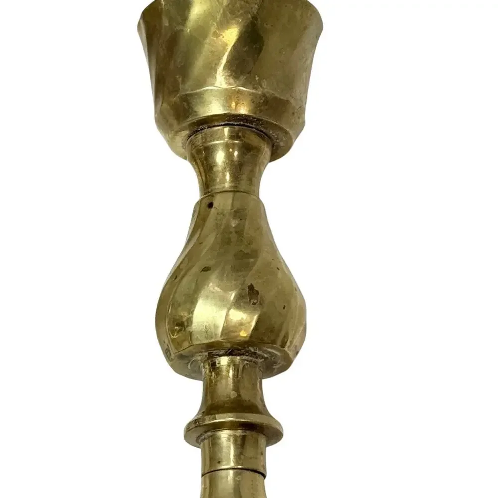 Vintage 80s Gold Brass Candlestick Holders Set of 2 Made in India 7.25